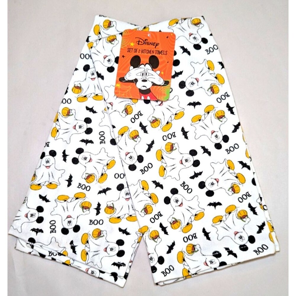 Disney Mickey Mouse BOO Ghost Costume Pumpkin Treat Bag 2pc 26x16-in Cotton